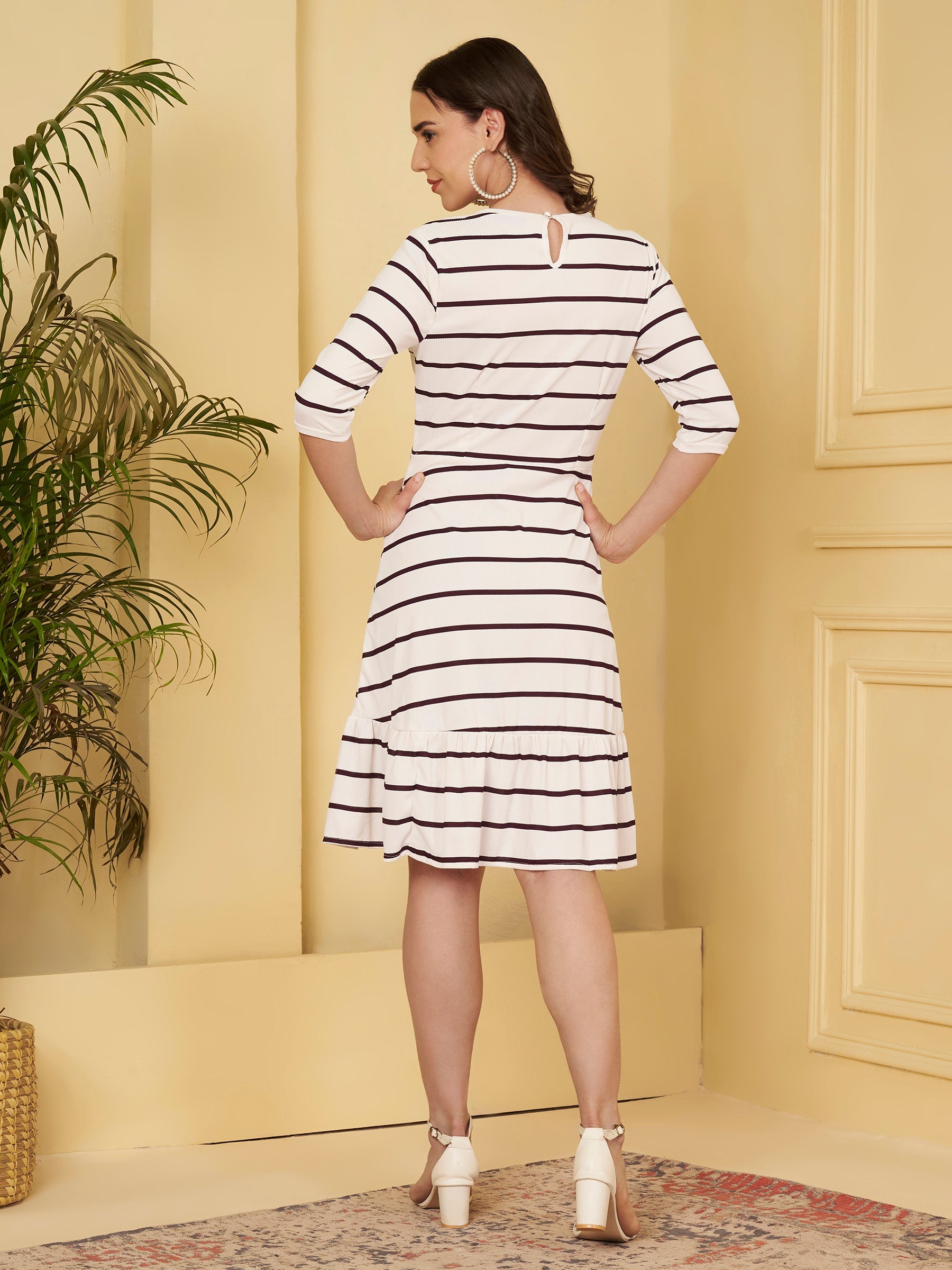 A-Line Midi Dress with Ruffle Hem