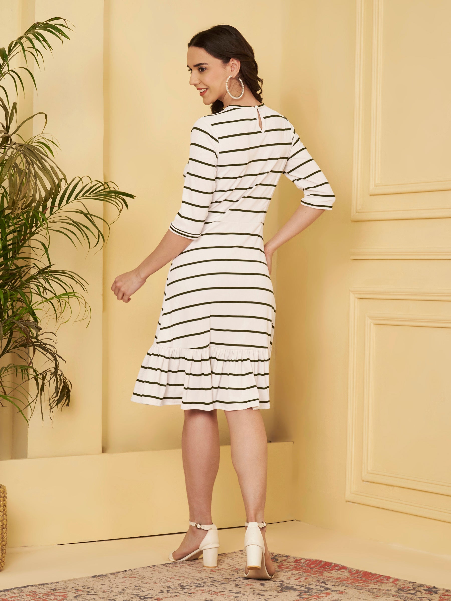 A-Line Midi Dress with Ruffle Hem