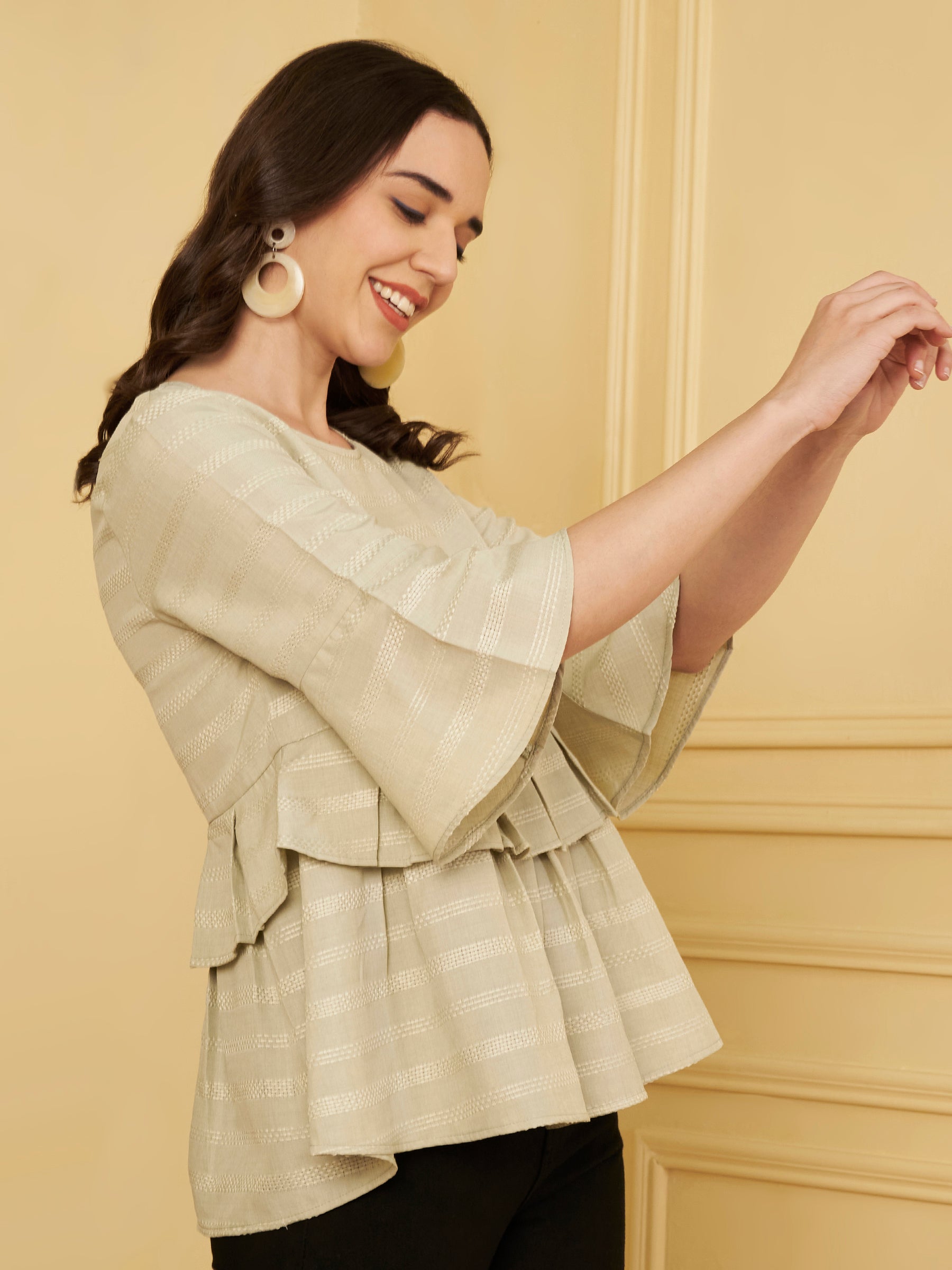 Layered Peplum Flare Top
