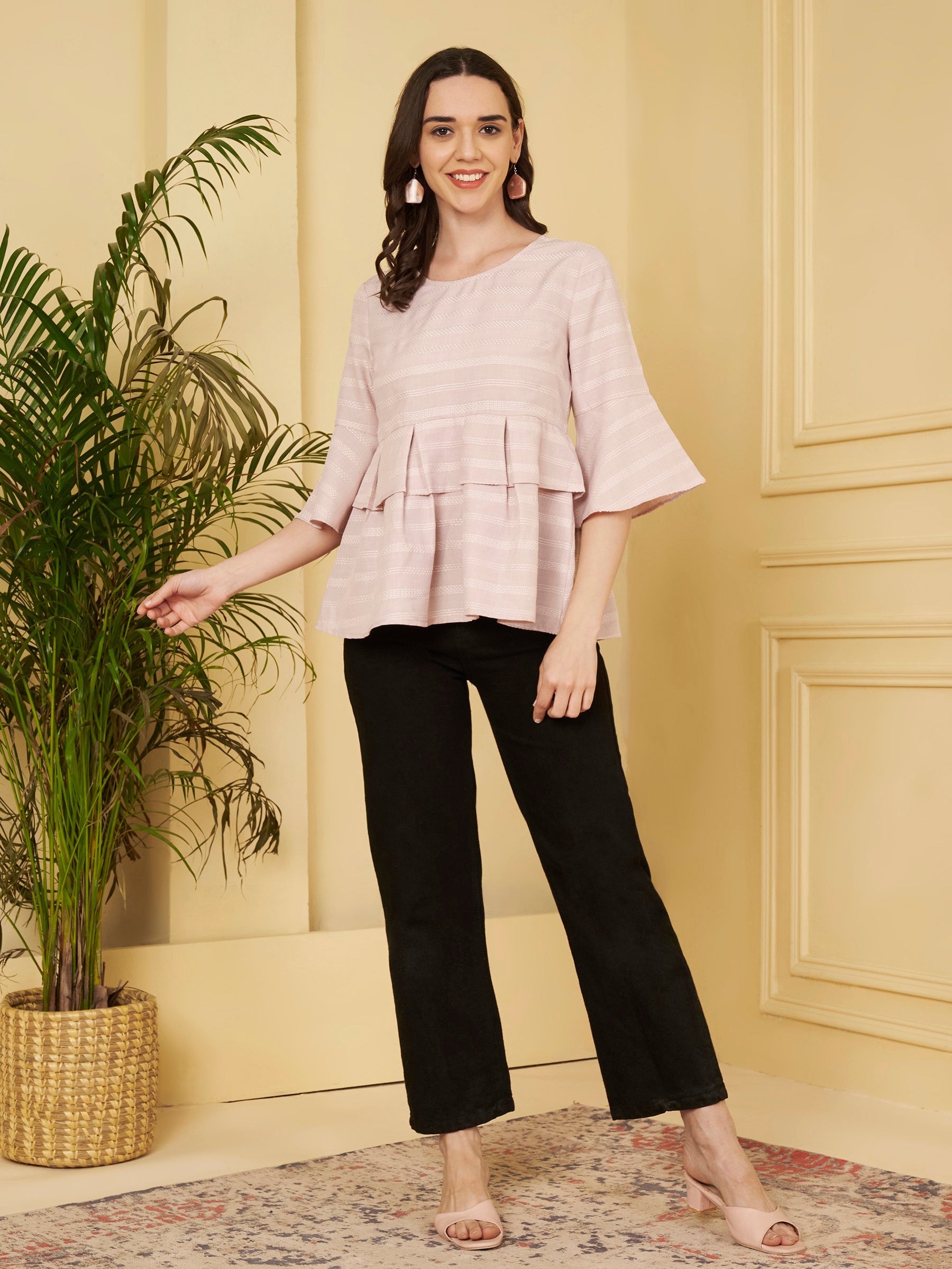 Layered Peplum Flare Top