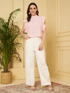 Women's Elegant Ruffle Sleeve High Neck Blouse