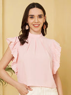 Women's Elegant Ruffle Sleeve High Neck Blouse