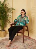 Women's Multicolor Ethnic Inspired Print Full Sleeve Button-Down Shirt