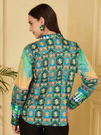 Women's Multicolor Ethnic Inspired Print Full Sleeve Button-Down Shirt