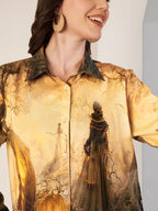 Women's Mystical Forest Art Print Full Sleeve Button-Down Shirt
