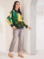 Women's Jungle Print Full Sleeve Button-Down Shirt