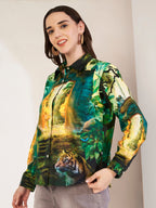 Women's Jungle Print Full Sleeve Button-Down Shirt