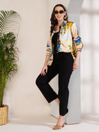 Women's Artistic Girl Print Full Sleeve Button-Down Shirt
