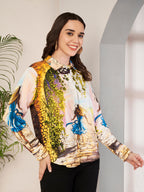 Women's Artistic Girl Print Full Sleeve Button-Down Shirt