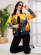 Women's Peacock Art Print Full Sleeve Button-Down Shirt