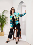 Women's Ocean Ship Print Full Sleeve Button-Down Shirt