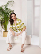 Women's Checkered Textured Button-Down Shirt