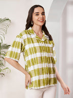 Women's Checkered Textured Button-Down Shirt