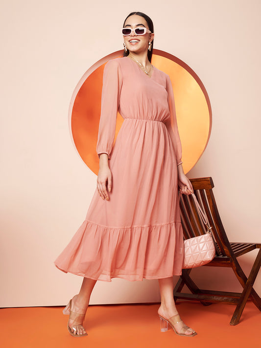 Women’s Blush Pink georgette Maxi Dress