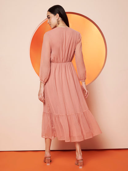 Women’s Blush Pink georgette Maxi Dress