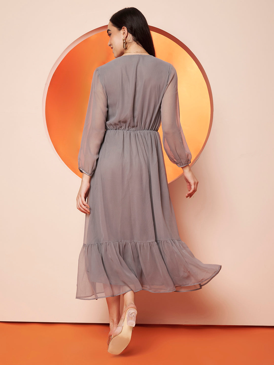 Women’s gray georgette Maxi Dress