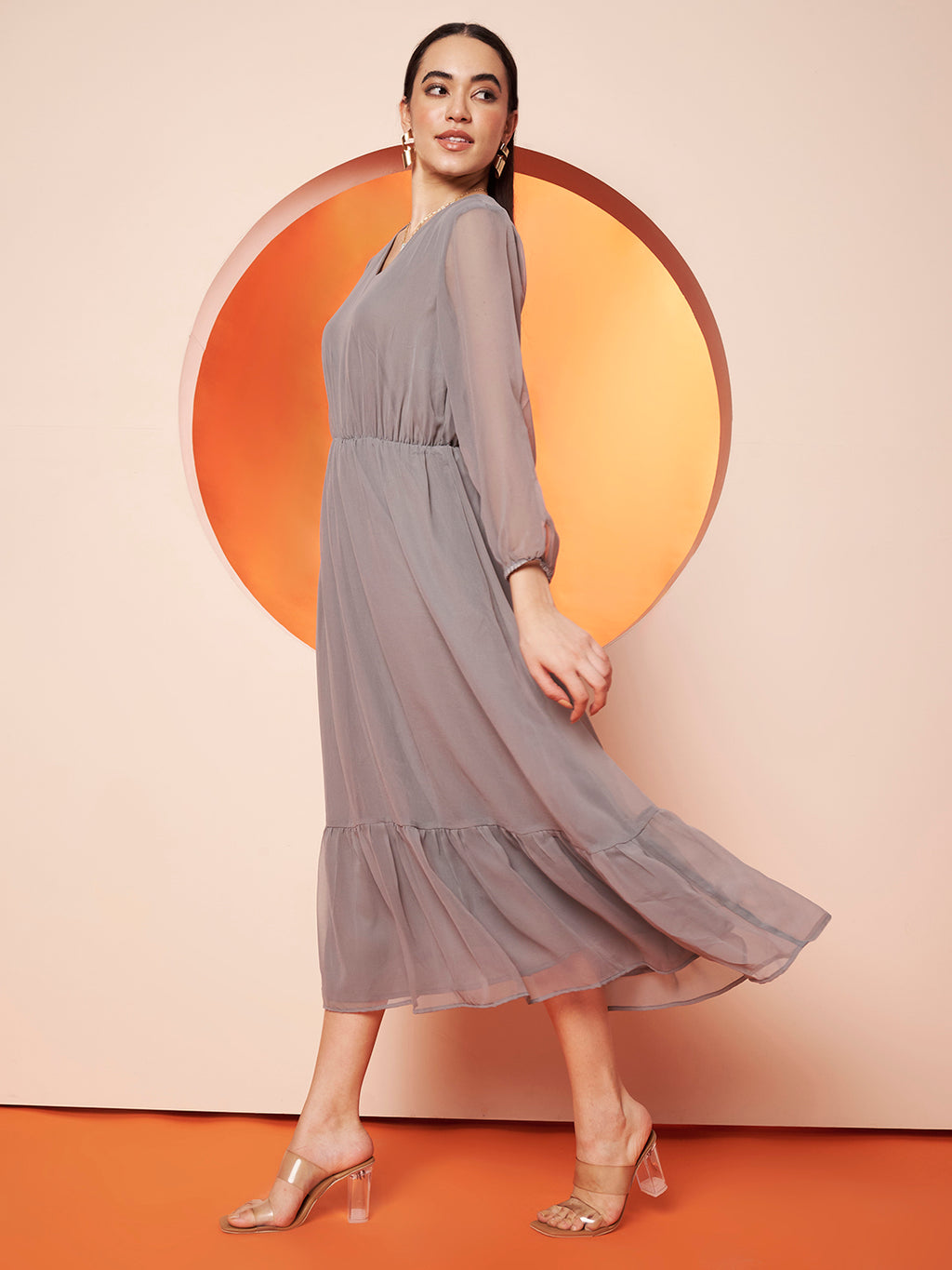 Solid Gray Maxi Dress