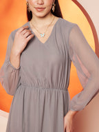 Solid Gray Maxi Dress