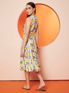 Lemon Print Midi Dress