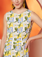 Lemon Print Midi Dress