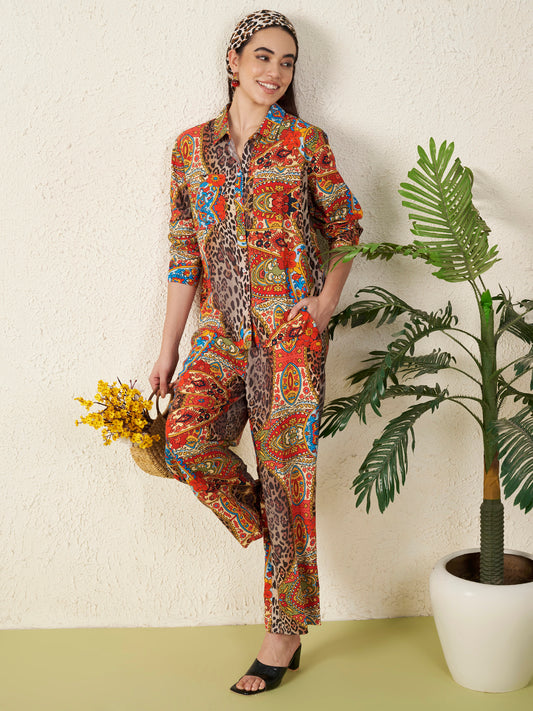 Women’s Multicolor Boho Print Co-ord Set