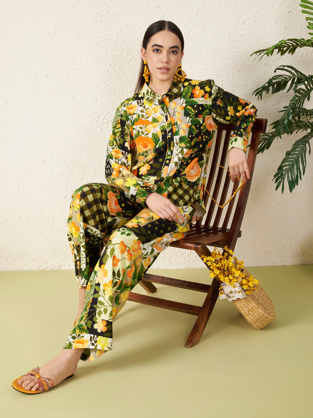 Yellow Floral motif Co-ord Set