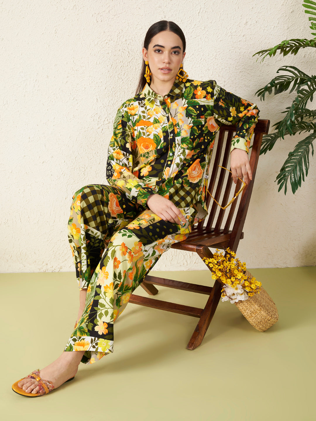 Women’s Yellow Floral motif Co-ord Set