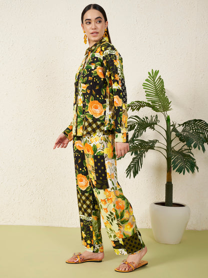 Women’s Yellow Floral motif Co-ord Set