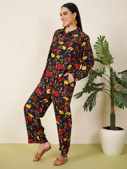 Women’s Black Floral Co-ord Set