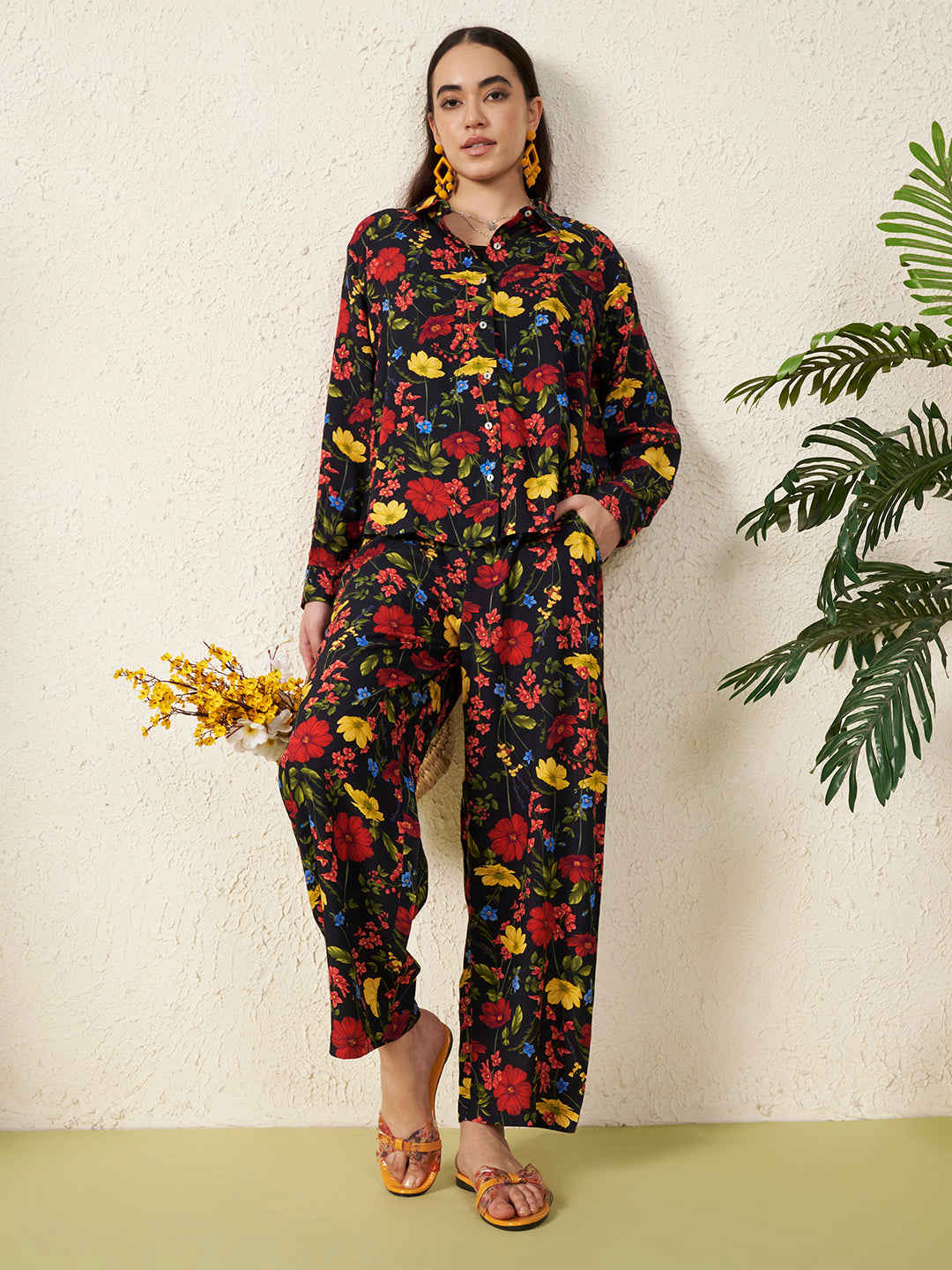 Black Floral Co-ord Set