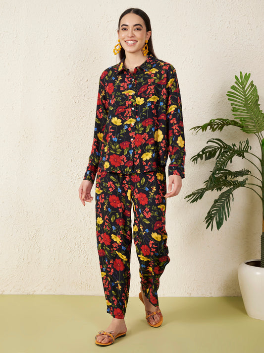 Women’s Black Floral Co-ord Set