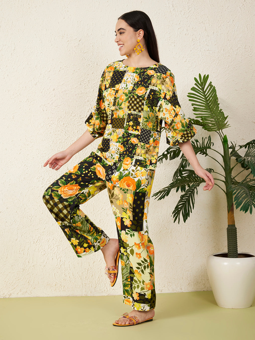Yellow Floral motifs Co-ord Set