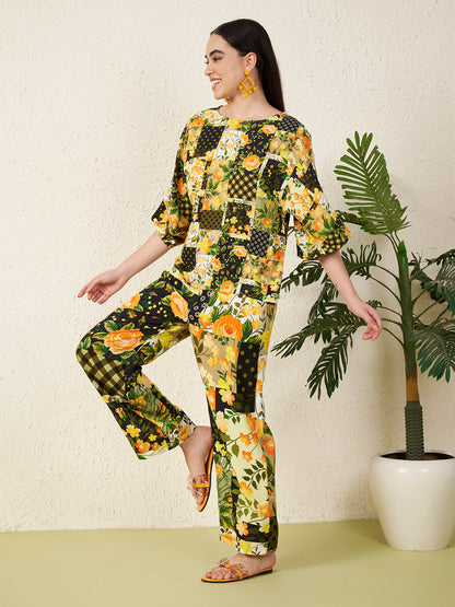 Women’s Yellow Floral motifs Co-ord Set
