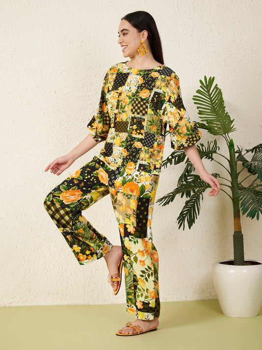 Women’s Yellow Floral motifs Co-ord Set