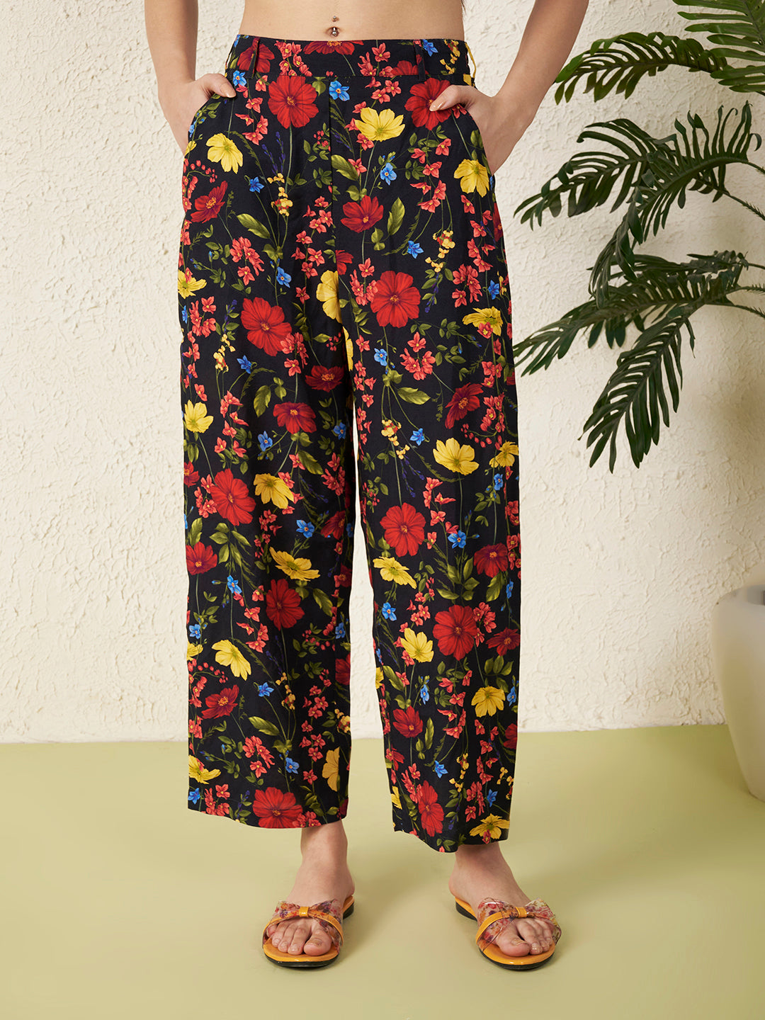 Women’s Black Floral Short Sleeve Co-ord Set