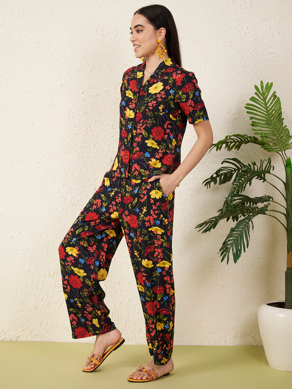 Black Floral  Co-ord Set