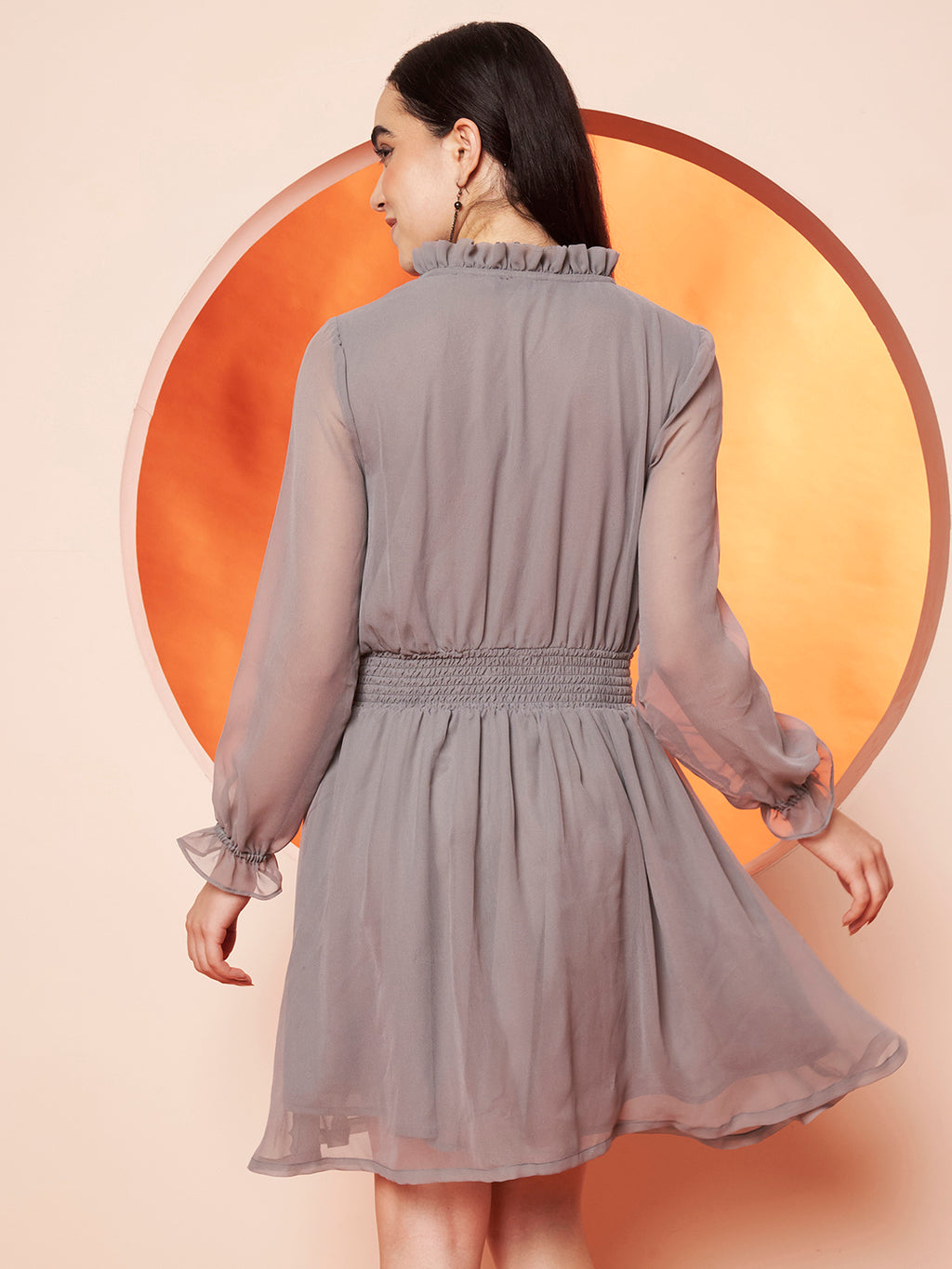 Solid Gray Fit & Flare Dress