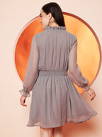 Solid Gray Fit & Flare Dress