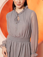 Solid Gray Fit & Flare Dress