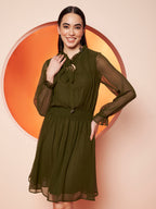 Green Fit & Flare Dress