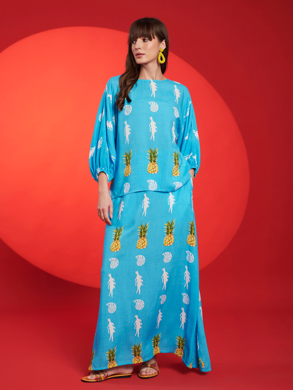 Turquoise Tropical Print Co-Ord Set