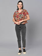 Orange Georgette Print Top