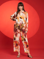 Peach & Rust Floral Printed Co-Ord Set