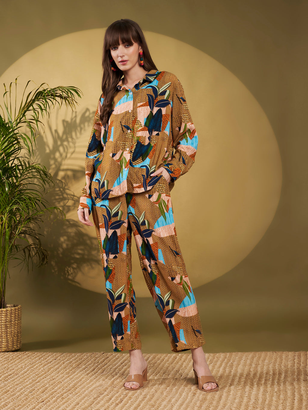 Brown & Teal Abstract Tropical Co-Ord Set