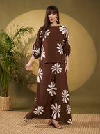 Chocolate Brown Floral Maxi Co-Ord Set
