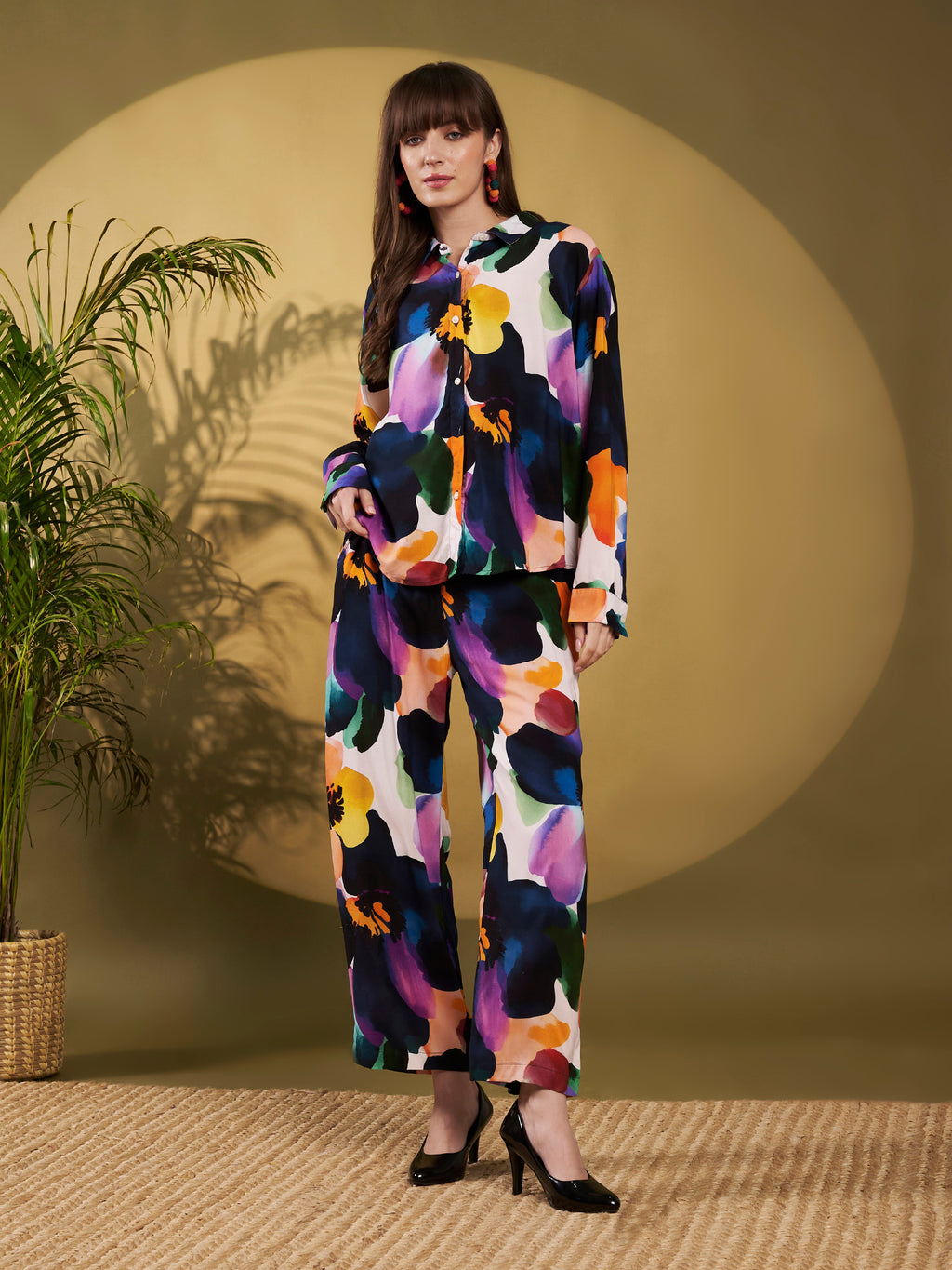 Multicolor Abstract Floral Co-Ord Set