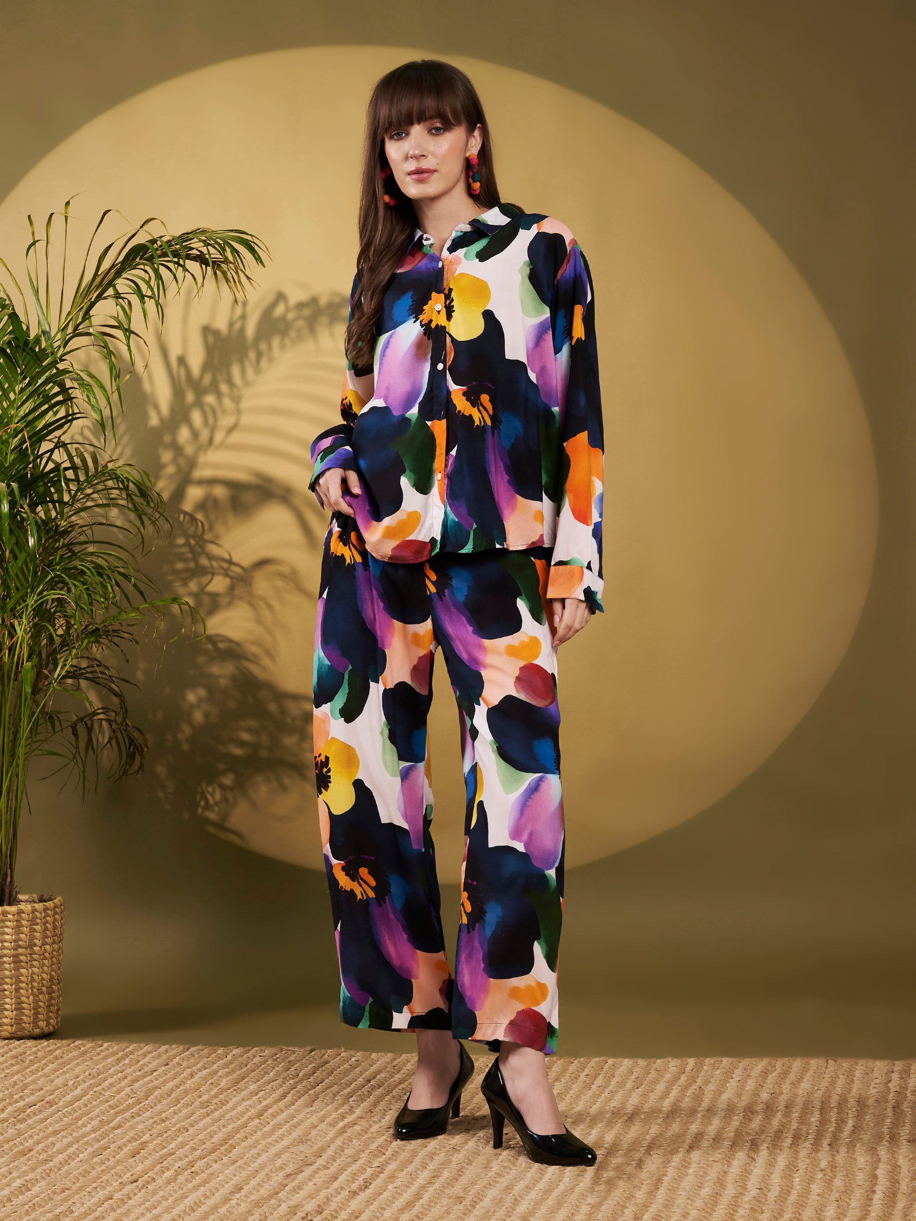 Multicolor Abstract Floral Co-Ord Set