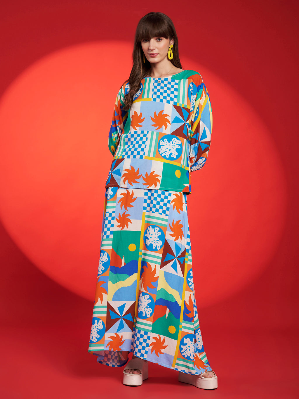Multicolor Geometric Printed Co-Ord Set