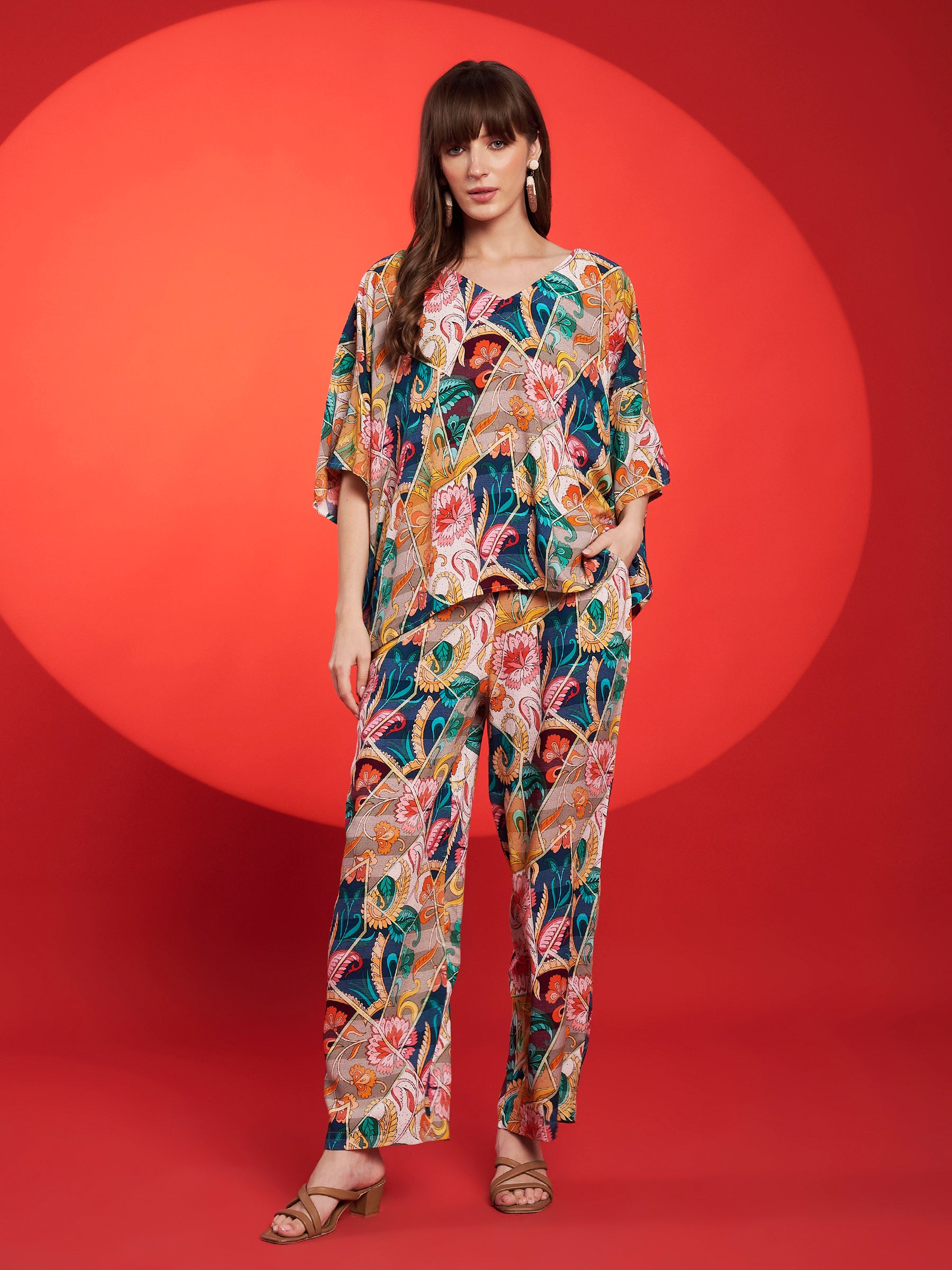 Multicolor Boho Kaftan Co-Ord Set