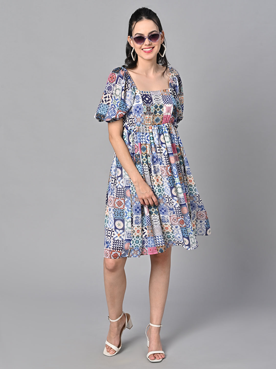 Valbone Women’s Multi Colour Georgette Print Dress